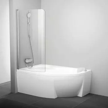 Шторка для ванны CVSK1 Rosa 160/170 L белая+транспарент Ravak