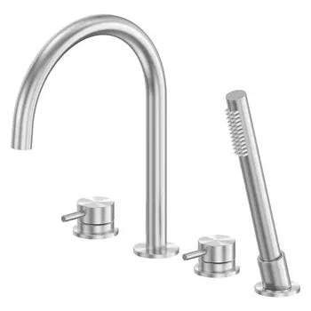 Смеситель ABBER Wasser Kreis 316 AF8113BST на борт ванны, сталь брашированная
