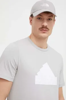 Хлопковая футболка adidas, серый