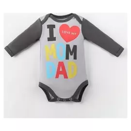 Боди крошка Я "Mum And Dad", серый, рост 74-80 см