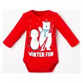 Боди с дл. рукавом крошка Я "Happy Winter", рост 68-74 см, красный