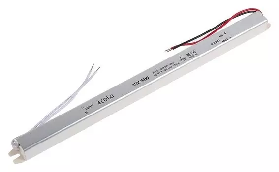 Блок питания для светодиодной ленты Ecola LED Strip Power Supply, 50вт, 12в, длинный, тонкий