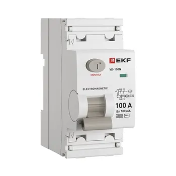 УЗО EKF E1026M100100 ВДТ ВД-100N 2P 100А 100мА AC эл-мех 6кА PROXIMA