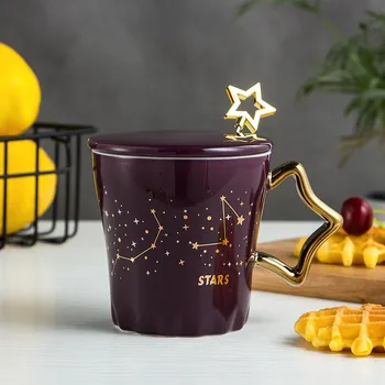 Креативная кофейная чашка Golden Star, симпатичные кружки, бесплатная доставка, чашки и кружки, посуда, чашка для чая, рождественская кружка, пивная пара, подарок. 400ml