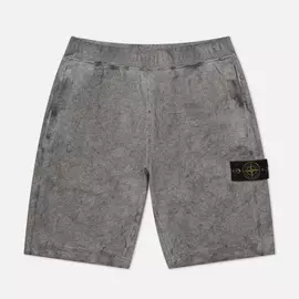 Мужские шорты Stone Island Dust Colour Treatment Fleece, цвет серый, размер M