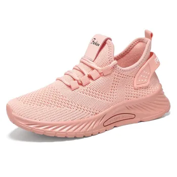 Womens Trendy Fashion Sneakers - Lightweight & Comfortable Knitted Running Shoes with Air-Permeable Mesh Sole, Secure Lace-Up 36