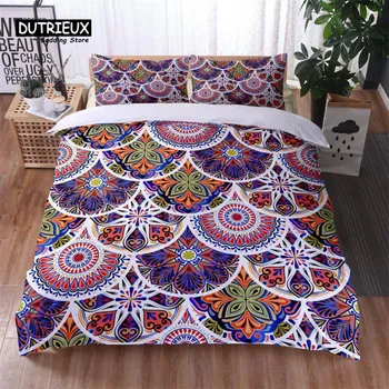 Bohemian Mandala Duvet Cover For Kids Adults Queen Size Floral Geometric Pattern 3D Print Bedding Set Pillowcases Bedroom Decor EU single(135x200cm)