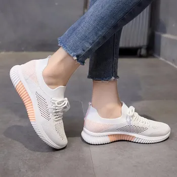 Fashion 2024 Women s New Winter Style Mesh Breathable Lace-up Low-top Fashion Solid Color Sneakers 35 чёрный