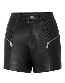 Винтажные кожаные шорты PHILIPP PLEIN, черный