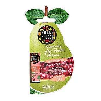 Бальзам для губ TUTTI FRUTTI Груша и клюква с фруктовыми маслами увлажнение 12 мл