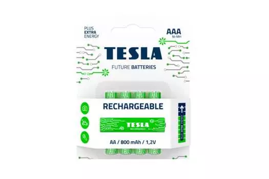 Аккумулятор TESLA Rechargeable АAA+, AAA, 1.2V 800mAh, 4шт. (8594183392295)