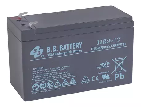 Аккумуляторная батарея для ИБП В.В.Ваttery HR 9-12, 12V, 9Ah