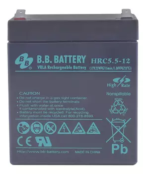 Аккумуляторная батарея для ИБП B.B.Battery HRC 5.5-12, 12V, 5Ah (BAHRC55-12)