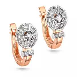 Серьги из красного и белого золота с бриллиантами 12-0609 № 25-14