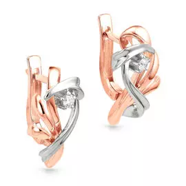 Серьги из красного и белого золота с бриллиантами 12-0638