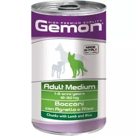 Gemon Dog Medium консервы для собак средних пород (кусочки) (Ягненок и рис, 1,25 кг.)