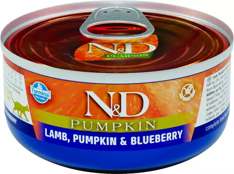 Farmina N&D Cat Pumpkin консервы для взрослых кошек (Ягненок, тыква и черника, 70 г.)