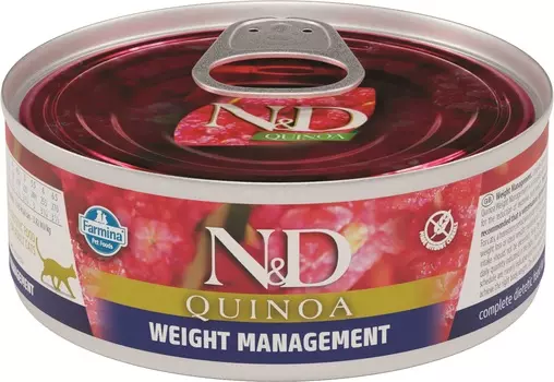 Farmina N&D Cat Quinoa Wet Food Weight Management консервы для кошек для контроля веса (Ягненок, 80 г.)