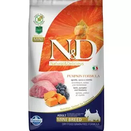 Farmina N&D Dog GF Pumpkin Lamb&Blueberry Adult Mini корм для взрослых собак мелких пород (Ягненок, тыква и черника, 800 г.)