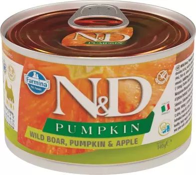 Farmina N&amp;D Dog Pumpkin Adult Mini консервы для взрослых собак мелких пород (Кабан, тыква и яблоко, 140 г.)