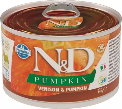 Farmina N&D Dog Pumpkin Adult Mini консервы для взрослых собак мелких пород (Оленина и тыква, 140 г.)