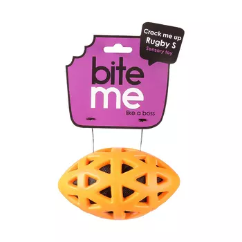EBI игрушка для собак резиновая, мяч для регби Bite me (14 х 4,7 х 4,7 см., Оранжевая)