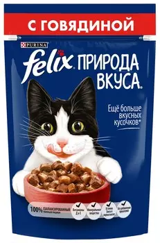Felix Природа вкуса пауч для кошек (кусочки в соусе) (Говядина, 85 г.)