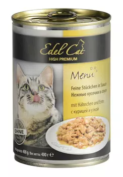 Edel Cat консервы для кошек (кусочки в соусе) (Курица и утка, 400 г.)
