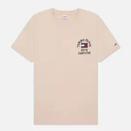 Мужская футболка Tommy Jeans Chest Written Logo, цвет бежевый, размер XS