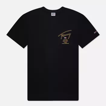 Мужская футболка Tommy Jeans Classics Gold Signature Back, цвет чёрный, размер S