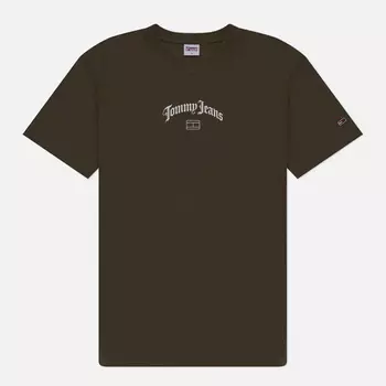 Мужская футболка Tommy Jeans Classics Grunge Arch Center, цвет оливковый, размер XL