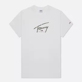 Мужская футболка Tommy Jeans Hand Written Linear Logo, цвет белый, размер XS