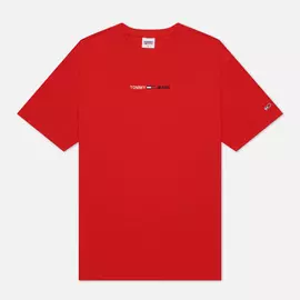 Мужская футболка Tommy Jeans Linear Logo Organic Cotton, цвет красный, размер S