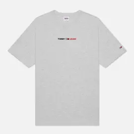 Мужская футболка Tommy Jeans Linear Logo Organic Cotton, цвет серый, размер S