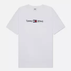 Мужская футболка Tommy Jeans Linear Written Logo, цвет белый, размер XL