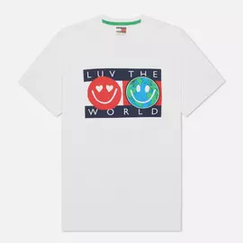 Мужская футболка Tommy Jeans Luv The World Logo, цвет белый, размер L