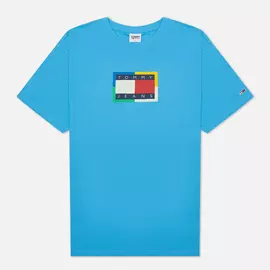 Мужская футболка Tommy Jeans Multicolor Flag, цвет голубой, размер XL