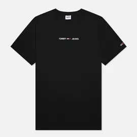 Мужская футболка Tommy Jeans Small Text Logo Embroidery, цвет чёрный, размер XXL