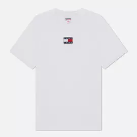 Мужская футболка Tommy Jeans Tommy Badge Pure Organic Cotton, цвет белый, размер XXL