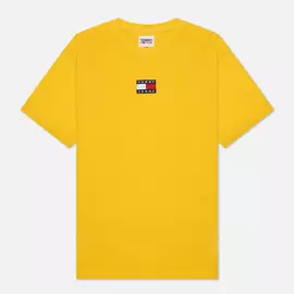 Мужская футболка Tommy Jeans Tommy Badge Pure Organic Cotton, цвет жёлтый, размер S