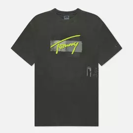 Мужская футболка Tommy Jeans Vintage Signature Organic Cotton, цвет чёрный, размер L