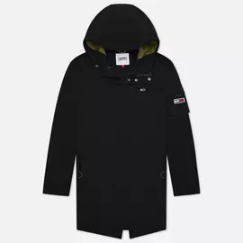 Мужская куртка парка Tommy Jeans Flag Patch Hooded, цвет чёрный, размер S