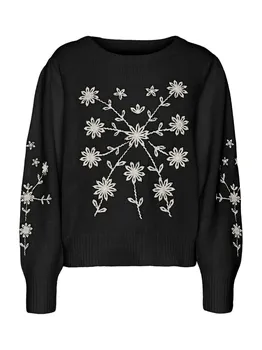 Тонкий вязаный свитер VERO MODA Sweater VMGaia, черный