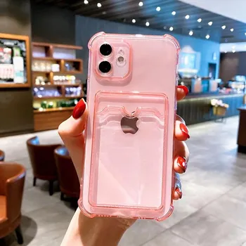Чехол-держатель для карт для Iphone 14 11 12 13 Pro Max 7 8 Plus Xr X Xs Max Se 2022, силиконовый чехол с отделением для карты, чехлы для Iphone11 Capa For 7 Plus 8 Plus