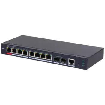 Коммутатор Dahua S4210-8GT-110, управляемый, кол-во портов: 8x1 Гбит/с SFP 1x1, кол-во SFP/uplink: SFP 1x1 Гбит/с, PoE: 8x90 Вт (макс. 110 Вт) (DH-S4210-8GT-110)