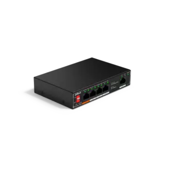 Коммутатор Dahua SF1005P, кол-во портов: 4x100 Мбит/с, кол-во SFP/uplink: RJ-45 1x100 Мбит/с, PoE: 4x60 Вт (макс. 60 Вт) (DH-SF1005P)