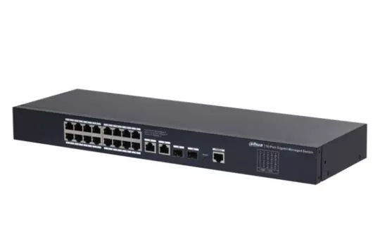 Коммутатор Dahua SG4020, управляемый, кол-во портов: 18x1 Гбит/с, кол-во SFP/uplink: SFP 2x1 Гбит/с, установка в стойку (DH-SG4020)