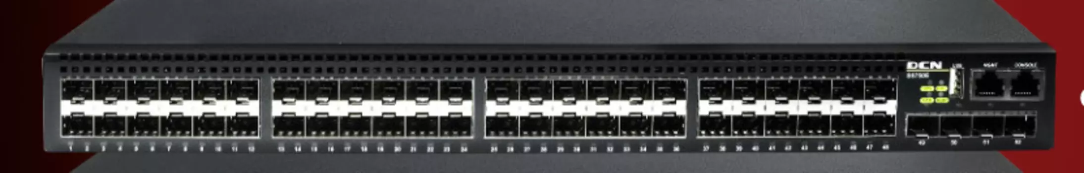 Коммутатор DCN S5750E-52F-SI-D, управляемый, кол-во портов:, SFP 48x1 Гбит/с, кол-во SFP/uplink: SFP+ 4x10 Гбит/с, установка в стойку