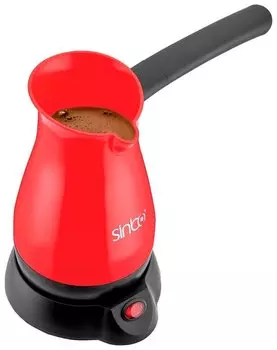 Кофеварка турка электрическая Sinbo SCM-2948 RD, 1 кВт, кофе молотый, 400 мл, черный/красный (SIN-SCM-2948-RD)