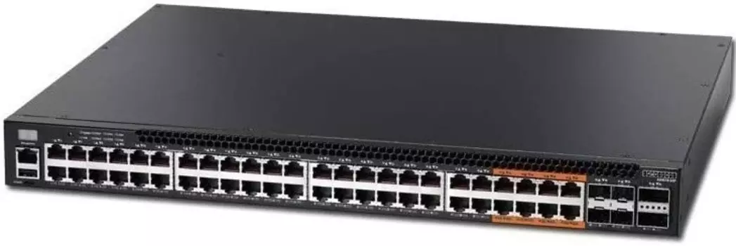 Коммутатор Edgecore AS4610-54P, управляемый, кол-во портов: 48x1 Гбит/с SFP+ 4x10, кол-во SFP/uplink: QSFP+ 2x20 Гбит/с, установка в стойку, PoE: 48x60 Вт (4610-54P-O-AC-FV1)